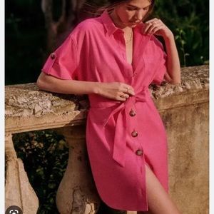 Sezane - Celia Dress Bright Pink - Size M